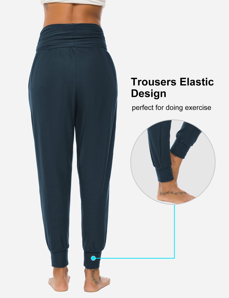 DIBAOLONG Womens Yoga Sweatpants Loose Workout Joggers Pants Comfy Lounge Pants with Pockets Navy S - Image 5